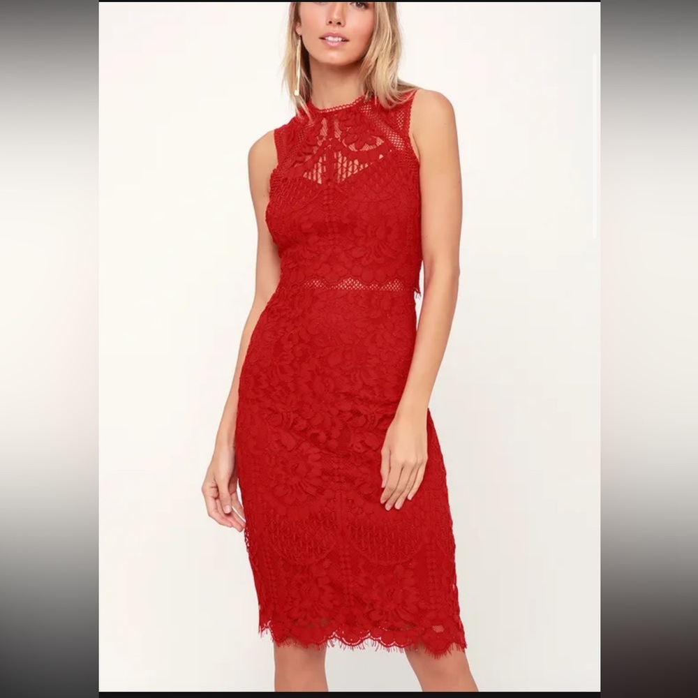 Red lace dress